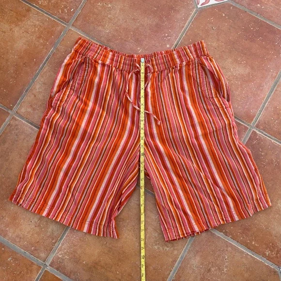 Free People Saylor Stripe Shorts Size L Mango Combo - Picture 7 of 7